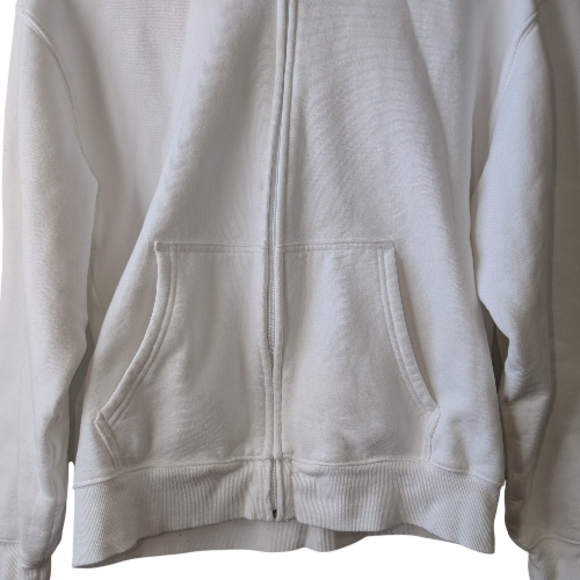 ARITZIA WOMEN'S WHITE COZY FLEECE MEGA ZIP HOODIE SIZE L - Picture 6 of 13